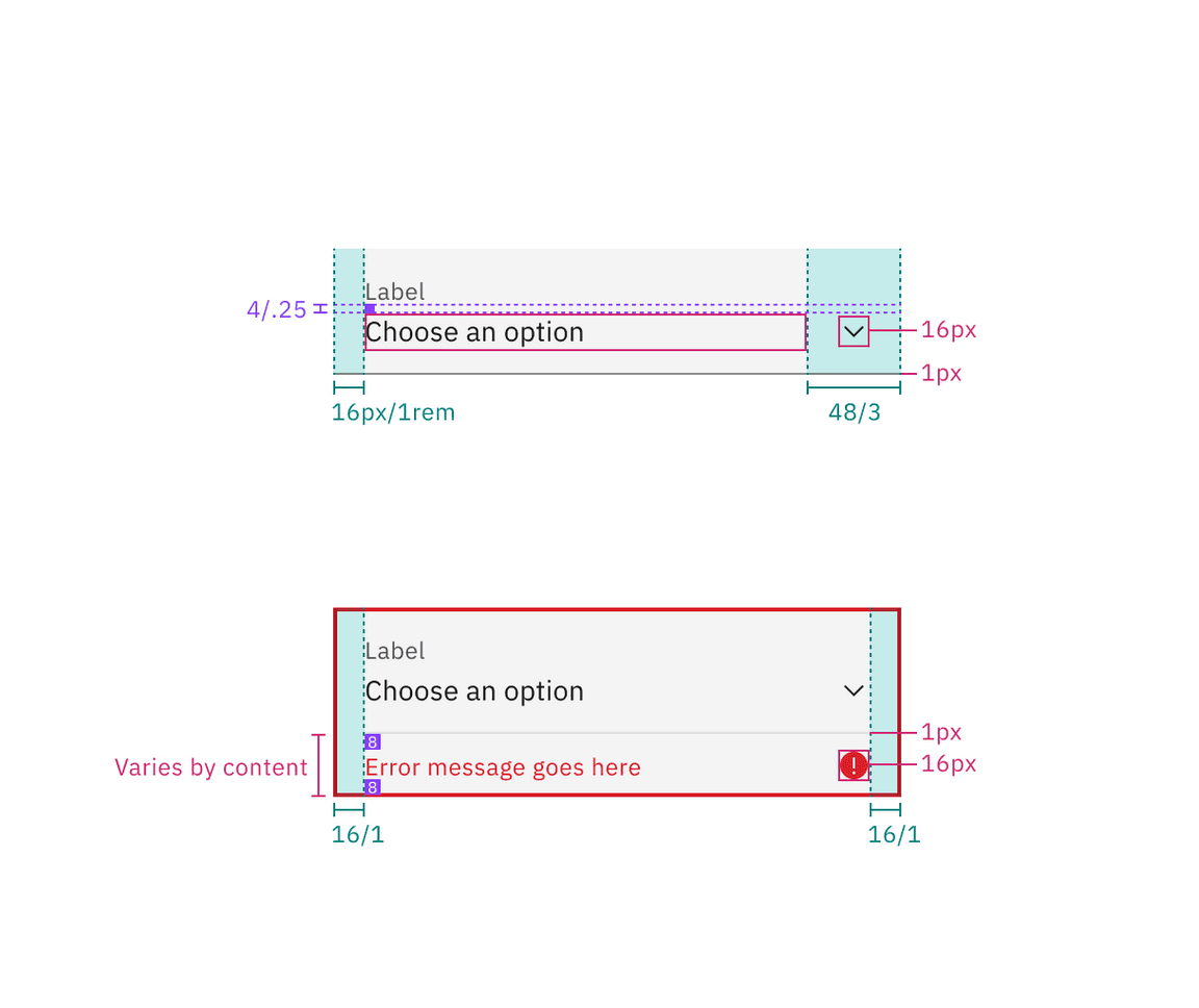 Structure and spacing measurements for Inline Select