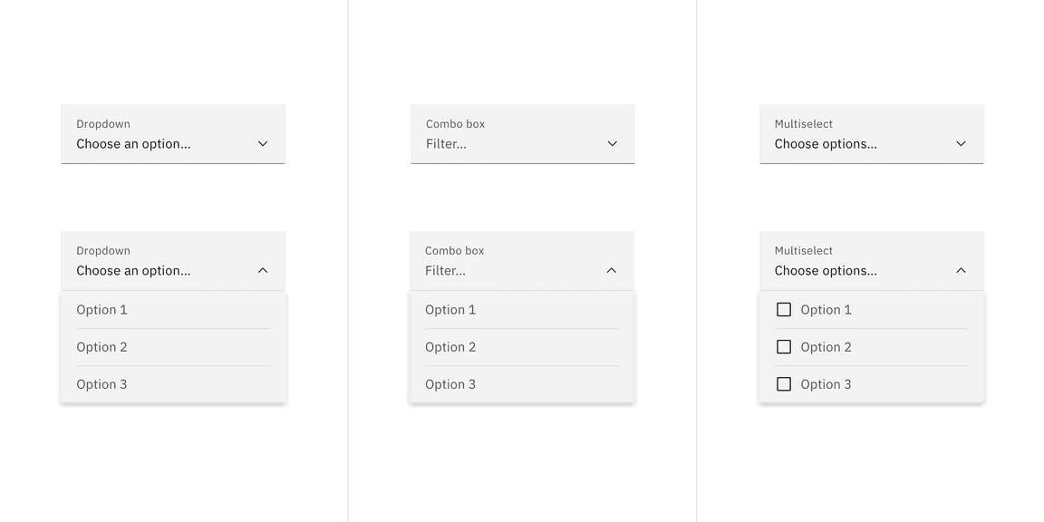 Fluid dropdown variant examples