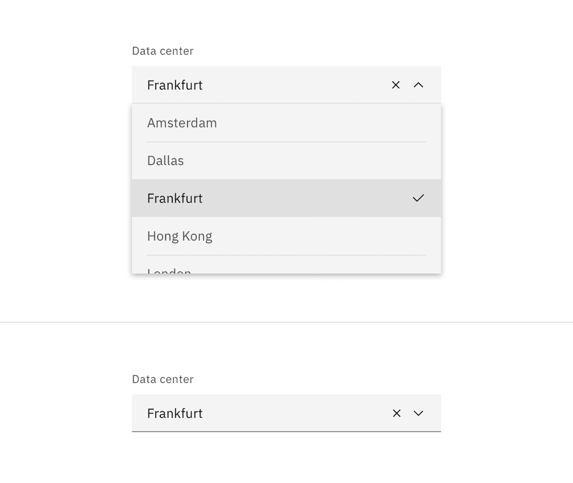 Default combo box selected state.